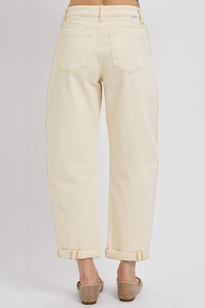 Risen High Rise Barrel Cuffed Pants, IVORY