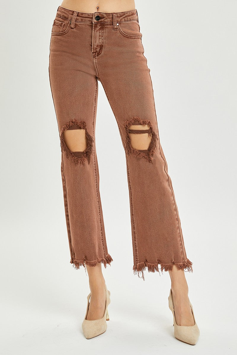 Risen High Rise Straight Crop Pants, ESPRESSO