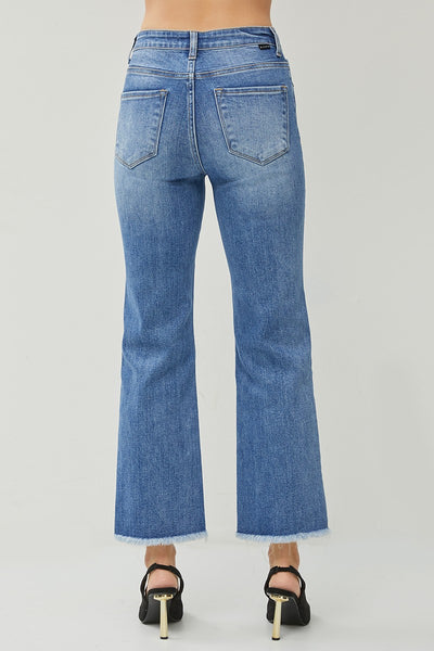 Risen High Rise Straight Leg Jeans