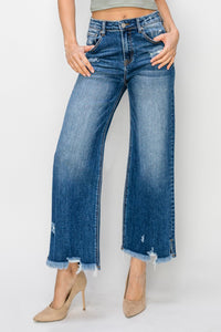 Risen High Rise Wide Fray Jeans