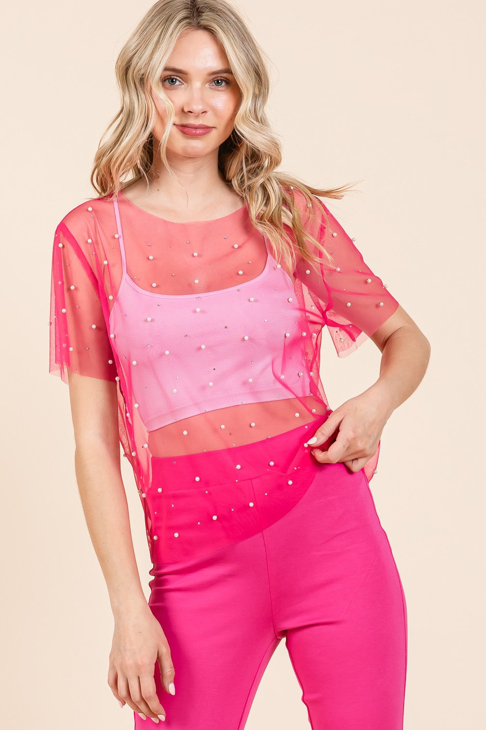 Big Star Rhinestone Mesh Top