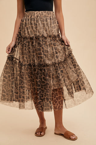 Cheetah Girl Tulle Midi Skirt, S-XL
