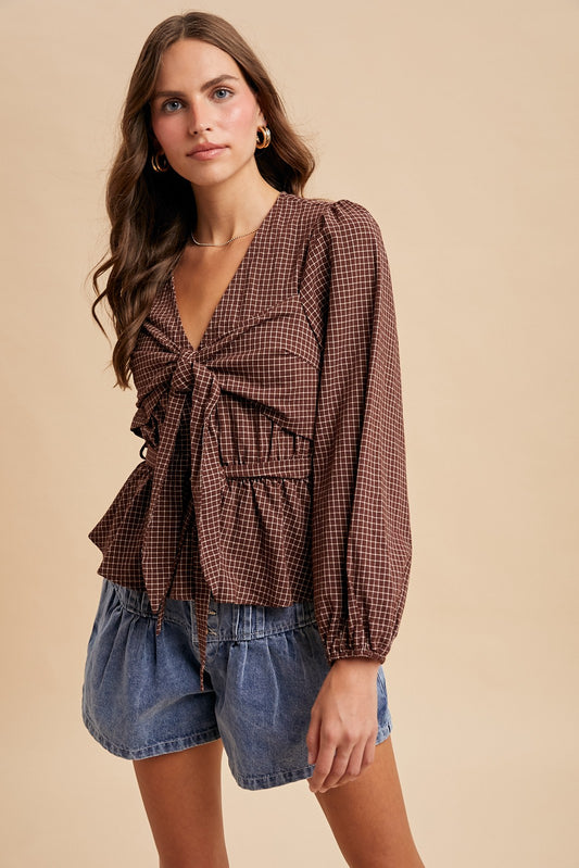 Chocolate Peplum Blouse
