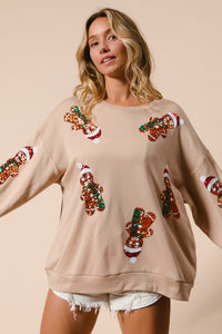 Sequin Gingerbread Pullover