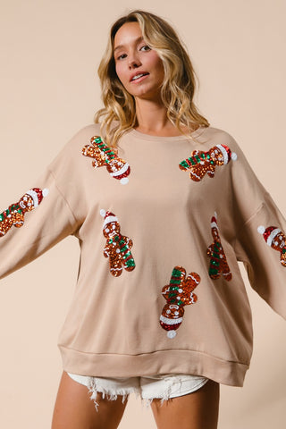 Sequin Gingerbread Pullover