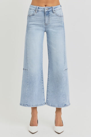 Risen High Rise Crop Wide Leg Jeans