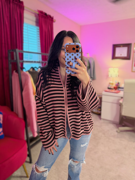 Bubblegum Double Zip Cardigan