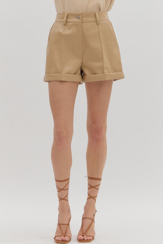 Vanilla Faux Leather Shorts