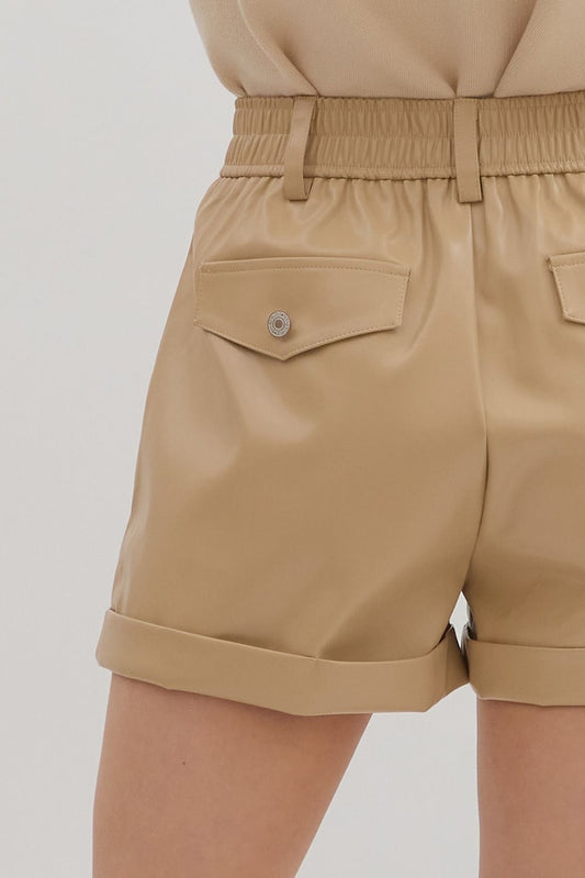 Vanilla Faux Leather Shorts