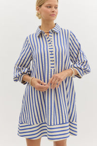 Stripes Seersucker Dress, S-2XL