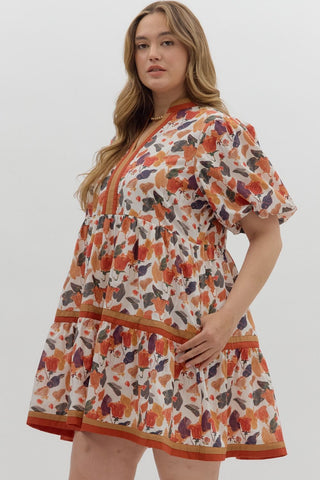 Fall Flowers Dress, S-2XL